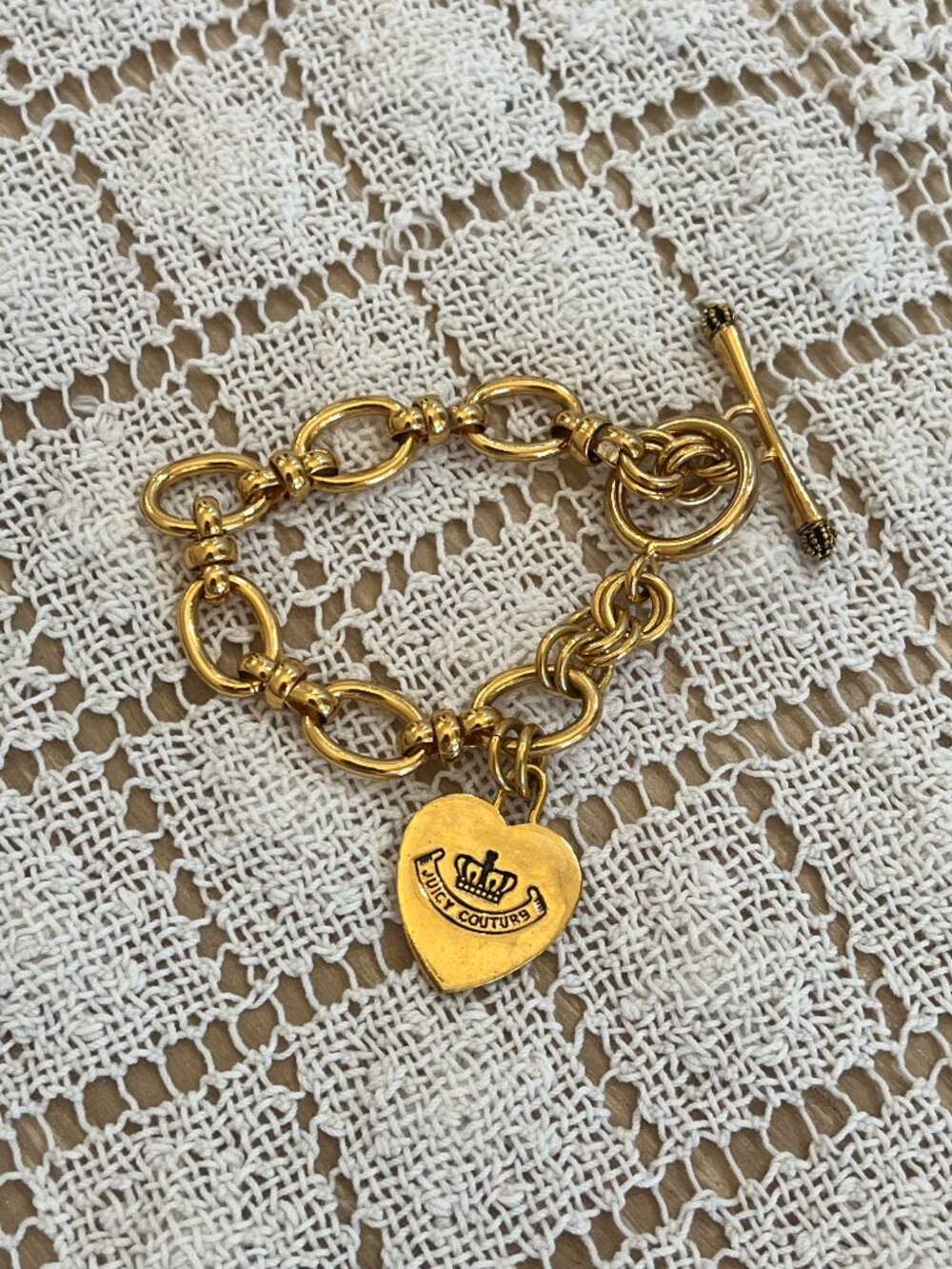 Y2K Vintage Gold-Tone Juicy Couture "Royal Couture" Charm Bracelet